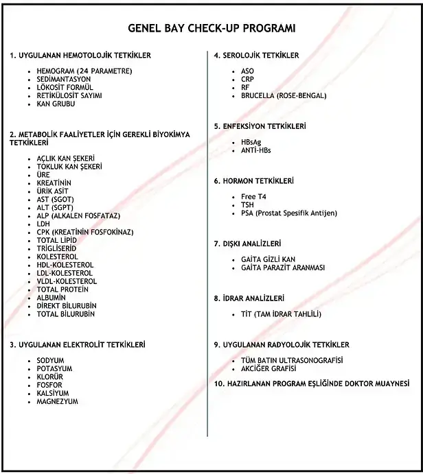 Genel Erkek Check-up Programı